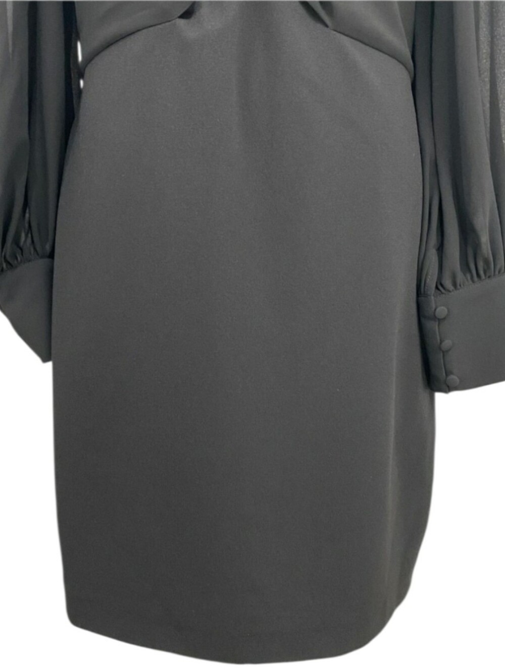 Belle Badgley Mischka Dalia Black Ruched Bodycon Mini Dress Size 8 NWT - Picture 8 of 12